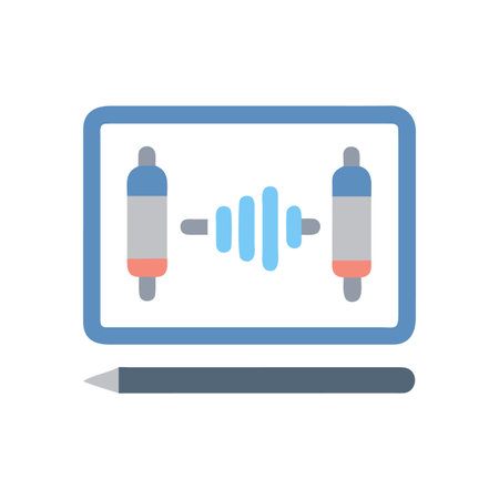 Audio spectrum analyzer interface with pencil for sound manipulation conceptのイラスト素材