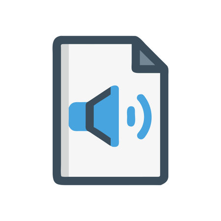 Audio file icon representing sound volume with simple shape on white paperのイラスト素材