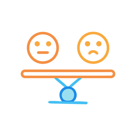 Balance of Emotions: Neutral and Sad Faces on Scales with Flat Designのイラスト素材
