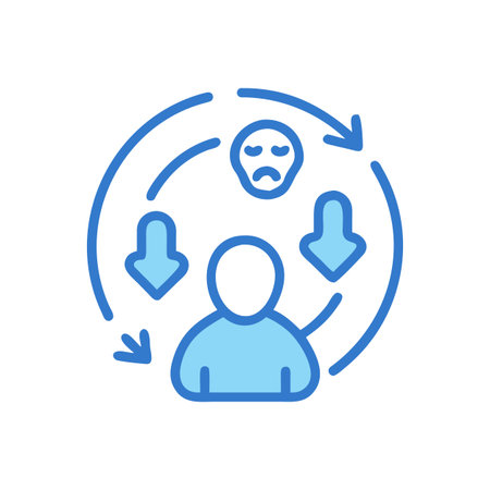 Mental health cycle concept depicting negative emotions affecting a person's well-beingのイラスト素材