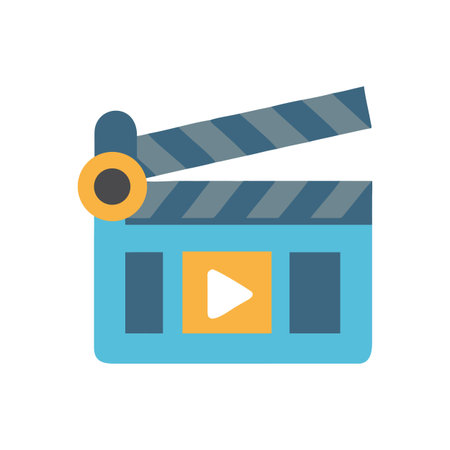 A simple flat style film slate icon for cinema concept designのイラスト素材