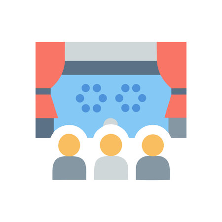 Flat vector design of theater performance with people watching the stageのイラスト素材