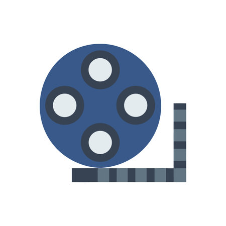 Retro Film Reel: Flat Vector Illustration with Blue and Grey Tonesのイラスト素材