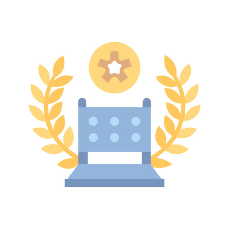 Vector illustration of a stylized chair with wheat laurels and gear elementのイラスト素材