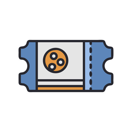 Isolated flat vector movie ticket icon for entertainment event promotionsのイラスト素材