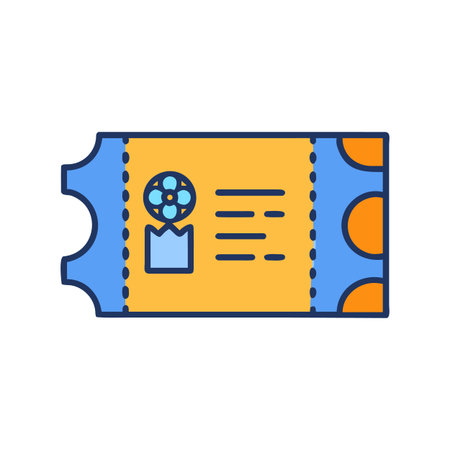 Modern flat illustration of cinema ticket with perforation on black backgroundのイラスト素材