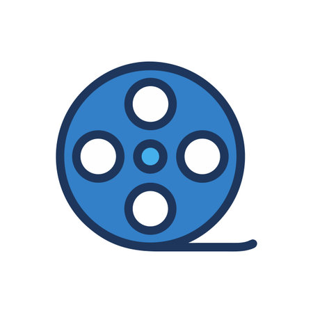 Flat design film reel illustration on black background for movie themesのイラスト素材