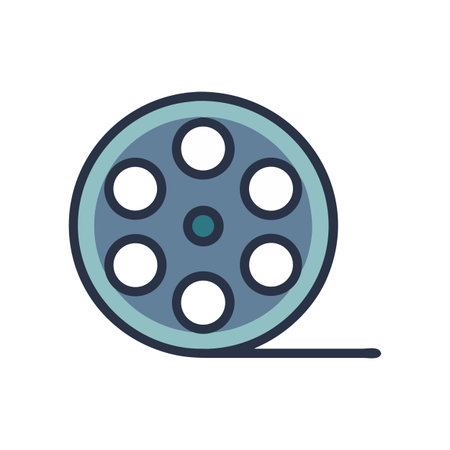 Film reel illustration in modern flat style against a solid backgroundのイラスト素材