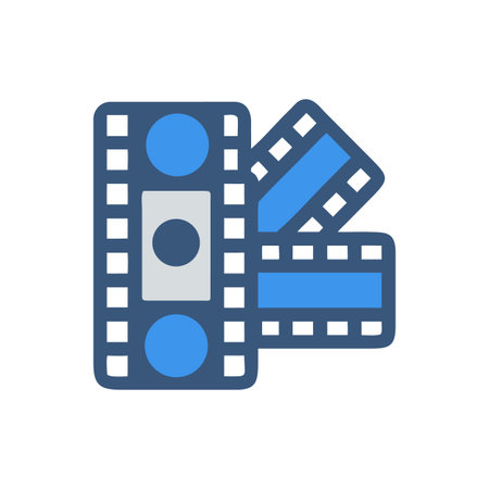 Film reels stacked on each other icon on black background, cinema conceptのイラスト素材