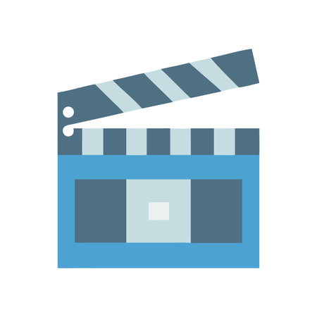 Modern flat design of a clapperboard on a solid black backgroundのイラスト素材