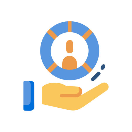 Helping Hand: A flat icon representing human resources, assistance, and supportのイラスト素材