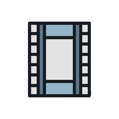 Minimalist Film Strip Illustration with Light Blue and Grey, on Black Backgroundのイラスト素材