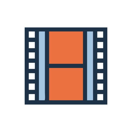 Iconic film strip illustration in flat design, cinematic concept on dark backgroundのイラスト素材