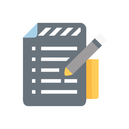 Flat illustration depicting a document with a list and a pencilのイラスト素材