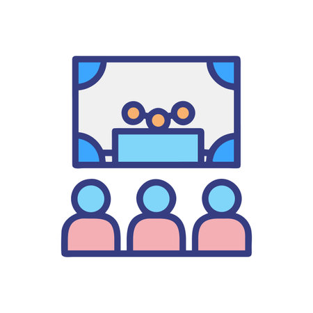 Conference room illustration: presentation, audience, communication concept, networking event backgroundのイラスト素材
