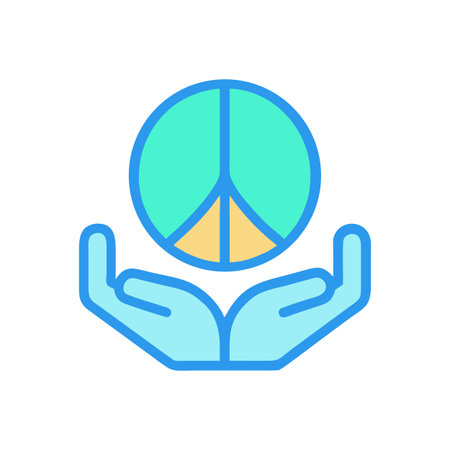 Iconic Peace Symbol Held in Gentle Hands on Black Backgroundのイラスト素材
