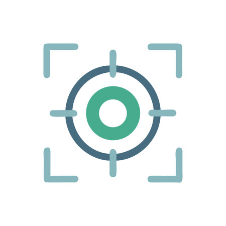 Minimalist target reticle graphic with green and blue tones on black backdropのイラスト素材