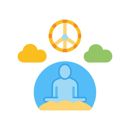 Peaceful Meditation: Flat Vector Illustration of Mindfulness and Tranquility in Natureのイラスト素材