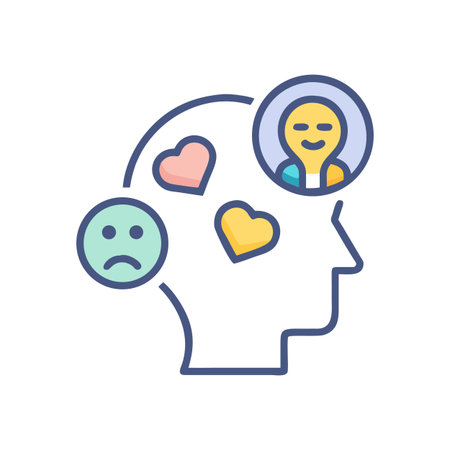 Mental Wellbeing Illustration showing positive and negative emotions inside a human mindのイラスト素材