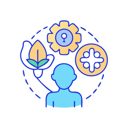 Abstract representation of personal growth and connection to nature and technologyのイラスト素材