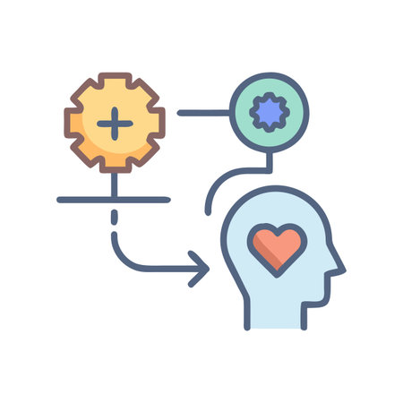 Developing emotional intelligence: gear, thoughts, and feelings connected to the brainのイラスト素材