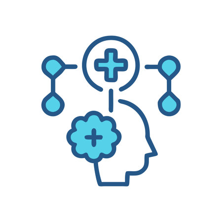 Mental Health concept image displaying thoughts, feelings and well-being in blueのイラスト素材