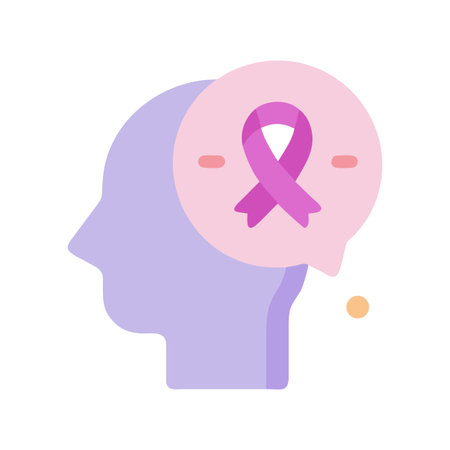 Cancer Awareness Ribbon in Mind Concept - Flat Design and Symbolismのイラスト素材