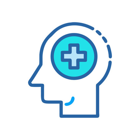 Mental Health Concept: Head Silhouette with Medical Symbol, Positive Mindsetのイラスト素材