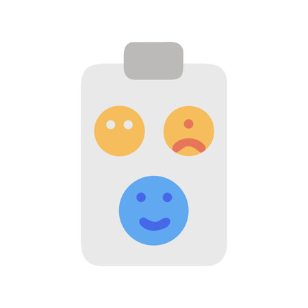 Clipboard with smiley faces showing positive, neutral, and negative feedback optionsのイラスト素材