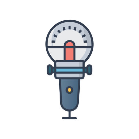 Modern microphone vector design with white top and blue grey standのイラスト素材