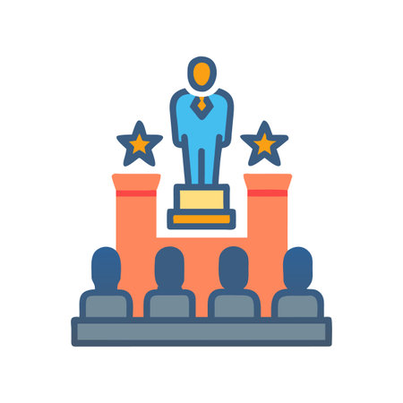 Achievement Award Ceremony with Audience, Success Symbol, Celebration and Corporate Recognitionのイラスト素材