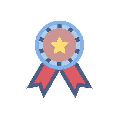 Simple Star Award Badge With Ribbon Stock Illustration in Flat Designのイラスト素材