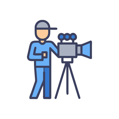 Filmmaker icon with classic camera, film production and videography concept graphicのイラスト素材