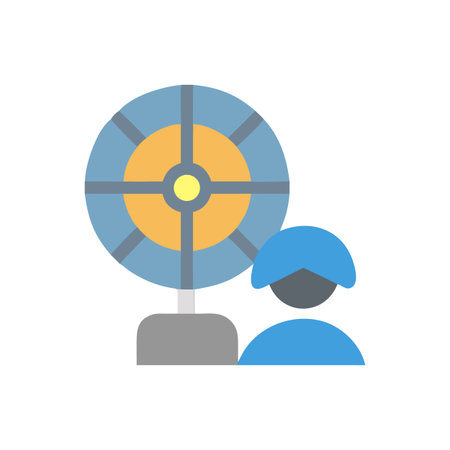 Person with Fan, Minimalist Illustration, Isolated on Black Background for Easy Editingのイラスト素材