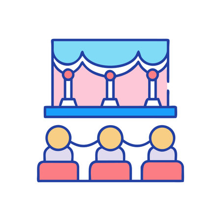 Vector Illustration of Three Speakers on Stage at an Award Ceremonyのイラスト素材