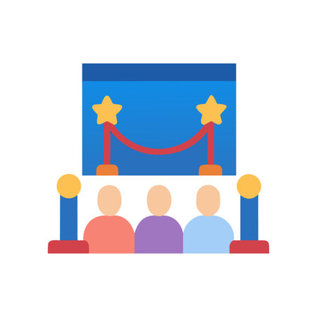Flat illustration of red carpet event with people awaiting awards, isolatedのイラスト素材
