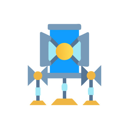 Abstract flat design light fixture with tripod stand, illuminating source conceptのイラスト素材