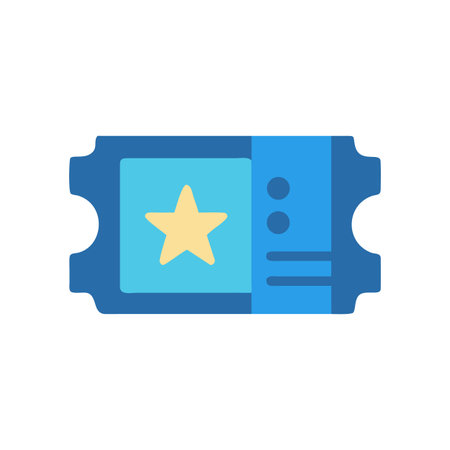 Retro blue ticket with a golden star, isolated on a black backgroundのイラスト素材