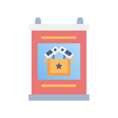 Flat illustration of a red display with graphic of award presentationのイラスト素材