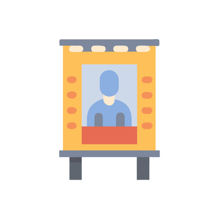 Flat vector icon of a photo booth with cutout for portraitsのイラスト素材