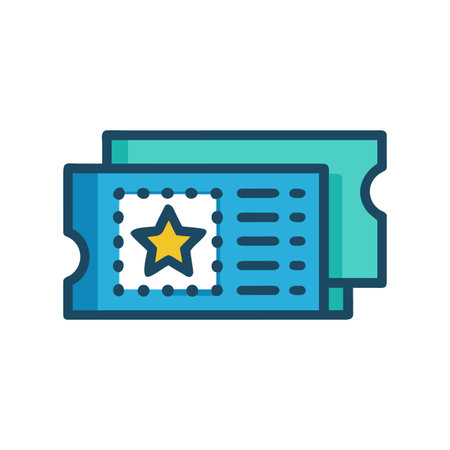 Two vibrant tickets with a star, perfect for event or movie conceptsのイラスト素材