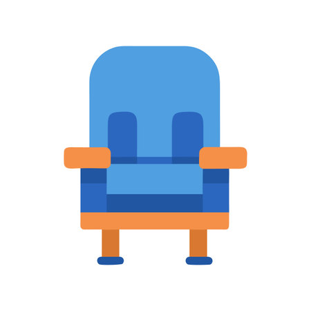 Vector Illustration of Comfortable Blue Armchair on Black Background, Modern Designのイラスト素材