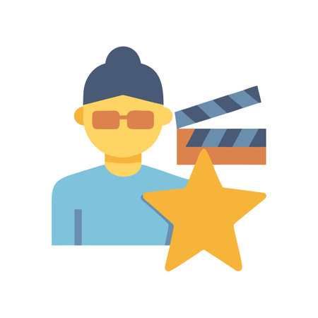 Filmmaker Icon with Clapperboard and Star Symbol for Movies and Entertainmentのイラスト素材