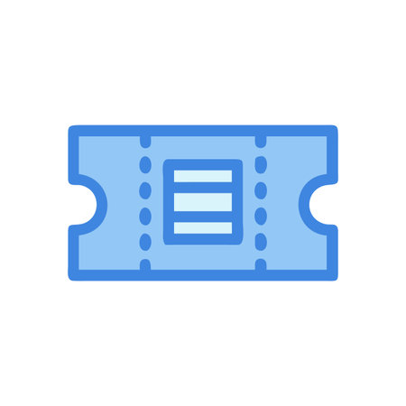 Blue ticket icon illustration on black background signifying events and admissionsのイラスト素材