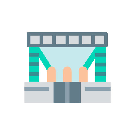 Flat vector illustration of a colorful modern theater stage designのイラスト素材