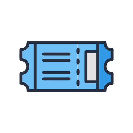 Isolated light blue ticket with dark outline on a black backgroundのイラスト素材