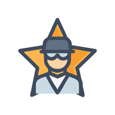 Stylized Icon Depicting an Anonymous Figure Standing in Front of a Starのイラスト素材