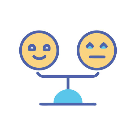 Emotional Balance Scale: Depicting Happy and Sad Faces on Scales for Mood Assessmentのイラスト素材