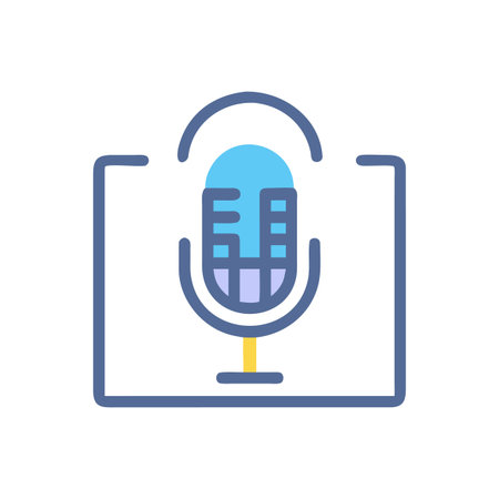 Modern microphone icon for podcasting or audio recording services on black backgroundのイラスト素材