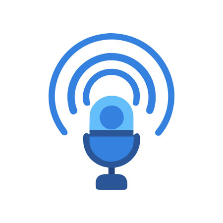 Microphone with sound wave graphic illustration suitable for podcasting or streaming audioのイラスト素材